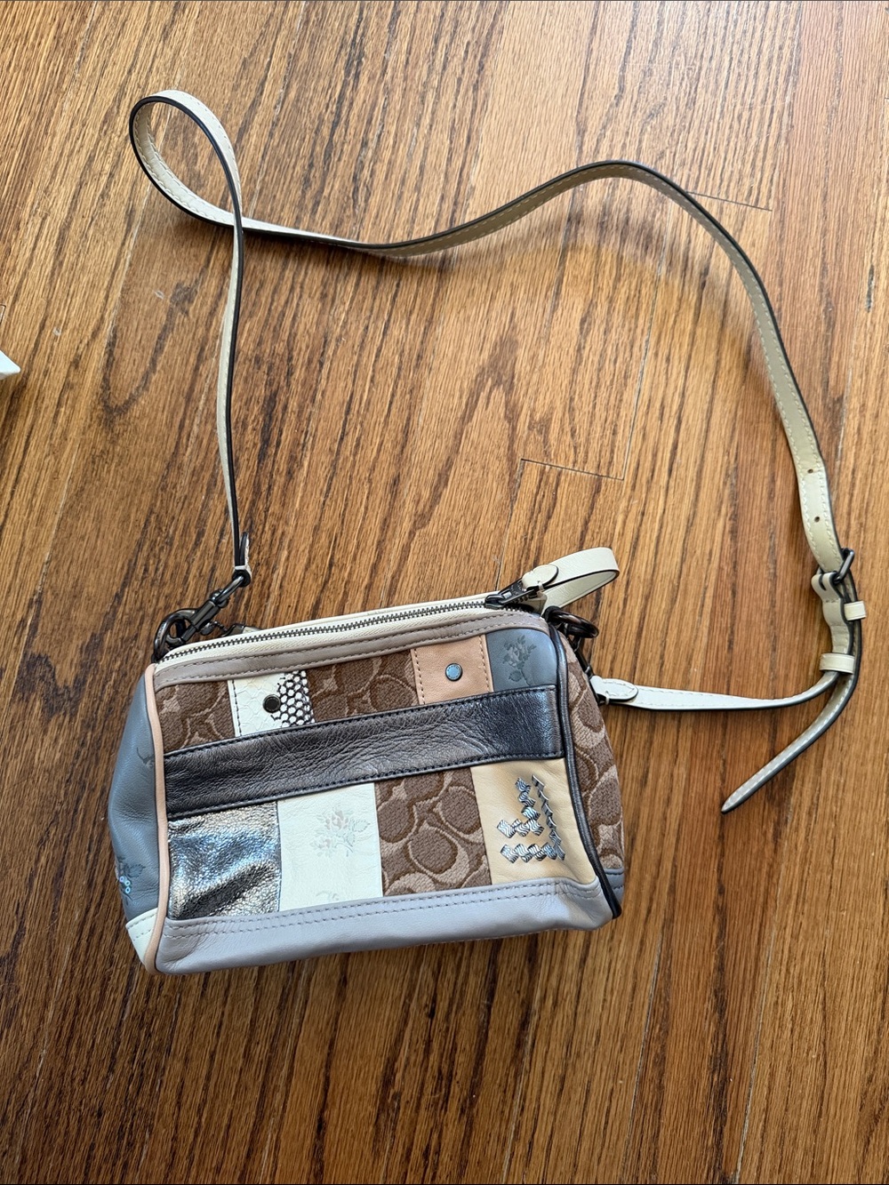 Coach Patchwork Crossbody Bag - Brown, Cream, Gray